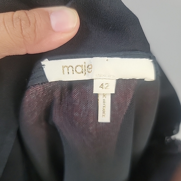 Maje Skirt Womens Medium 42 Jivor Tweed Pencil Midi Red White Pockets - Picture 4 of 5